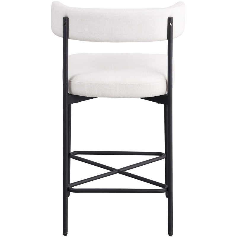 meridian furniture rivage cream durable linen textured fabric stool (set of 2)