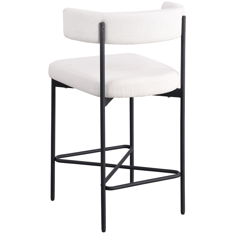 meridian furniture rivage cream durable linen textured fabric stool (set of 2)
