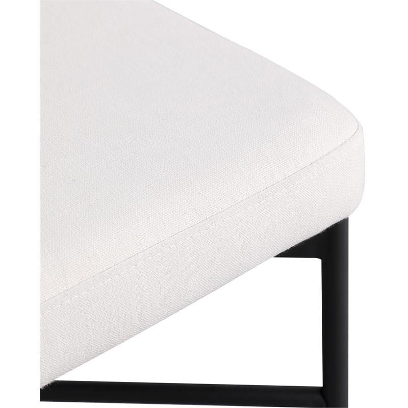 meridian furniture rivage cream durable linen textured fabric stool (set of 2)