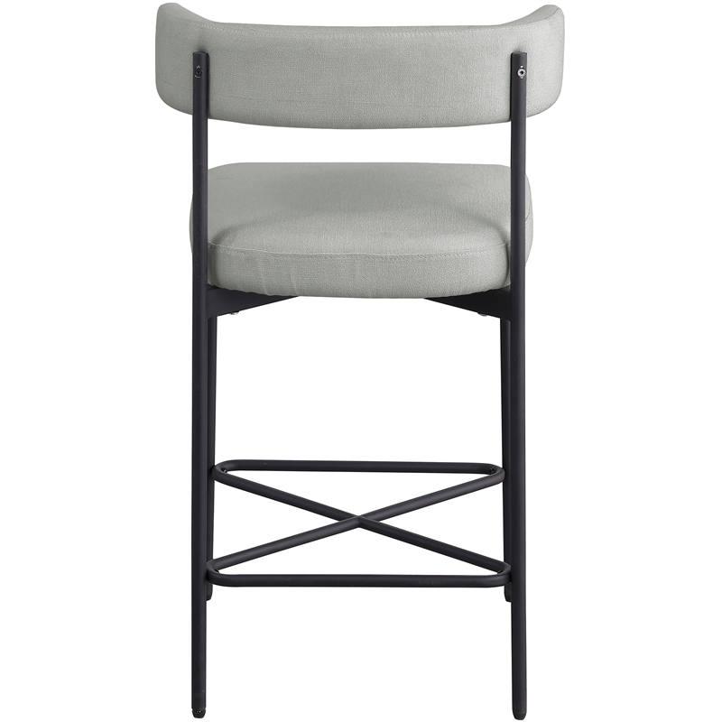 Meridian Furniture Rivage Light Grey Linen Textured Fabric Stool (Set of 2)