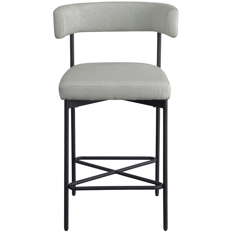 Meridian Furniture Rivage Light Grey Linen Textured Fabric Stool (Set of 2)