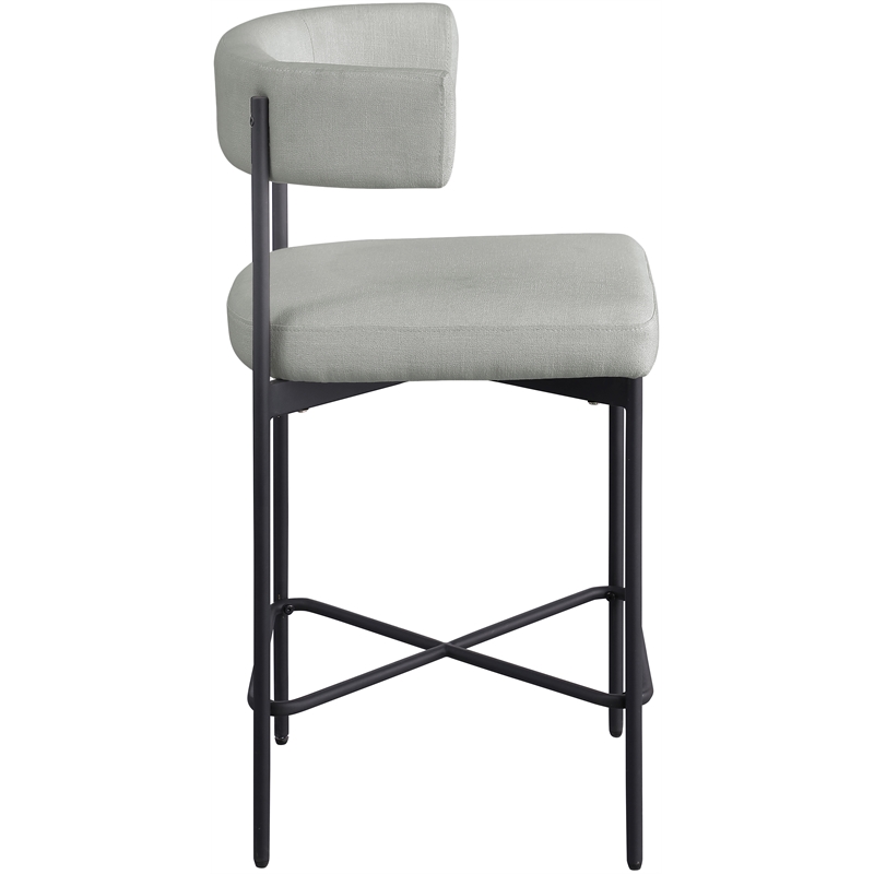 Meridian Furniture Rivage Light Grey Linen Textured Fabric Stool (Set of 2)