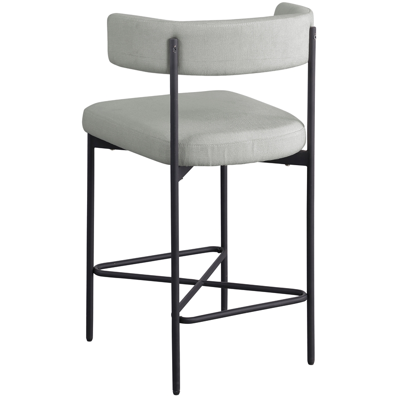Meridian Furniture Rivage Light Grey Linen Textured Fabric Stool (Set of 2)