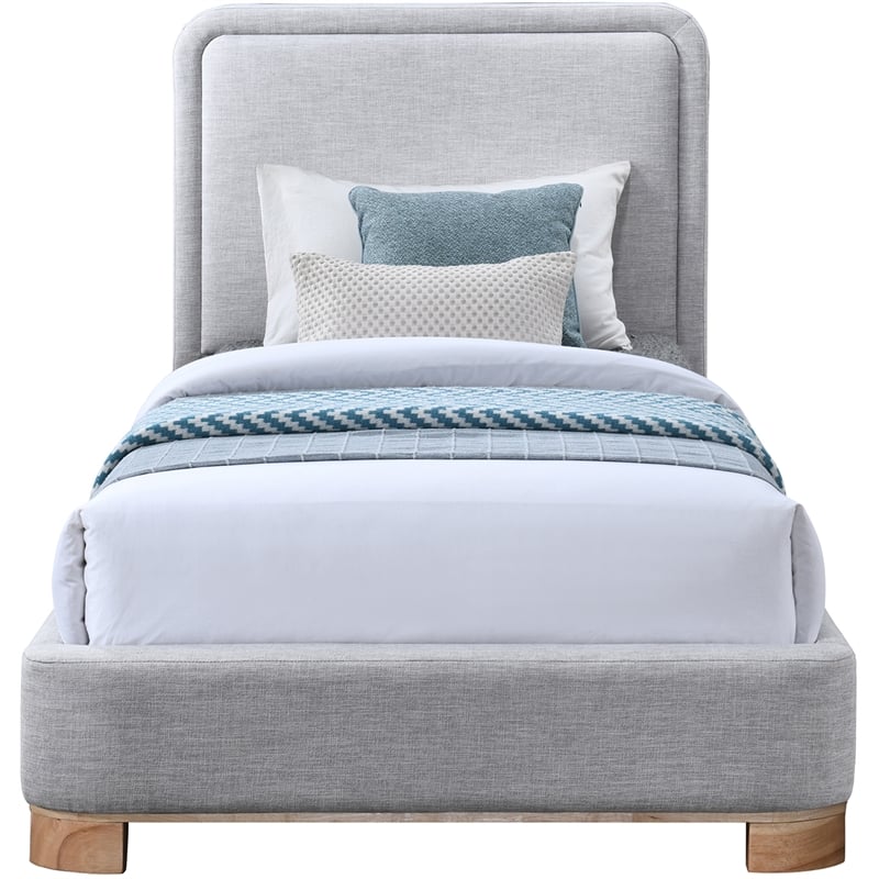 Meridian Furniture Nolita Grey Linen Textured Fabric Twin Bed