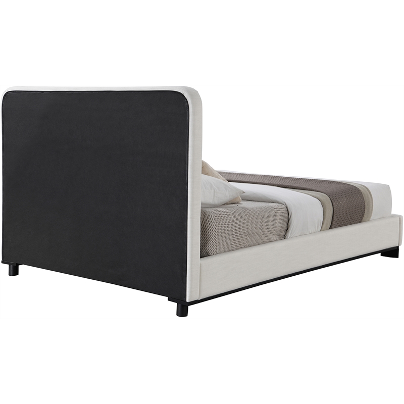 Meridian Furniture Nolita Cream Linen Textured Fabric Full Bed