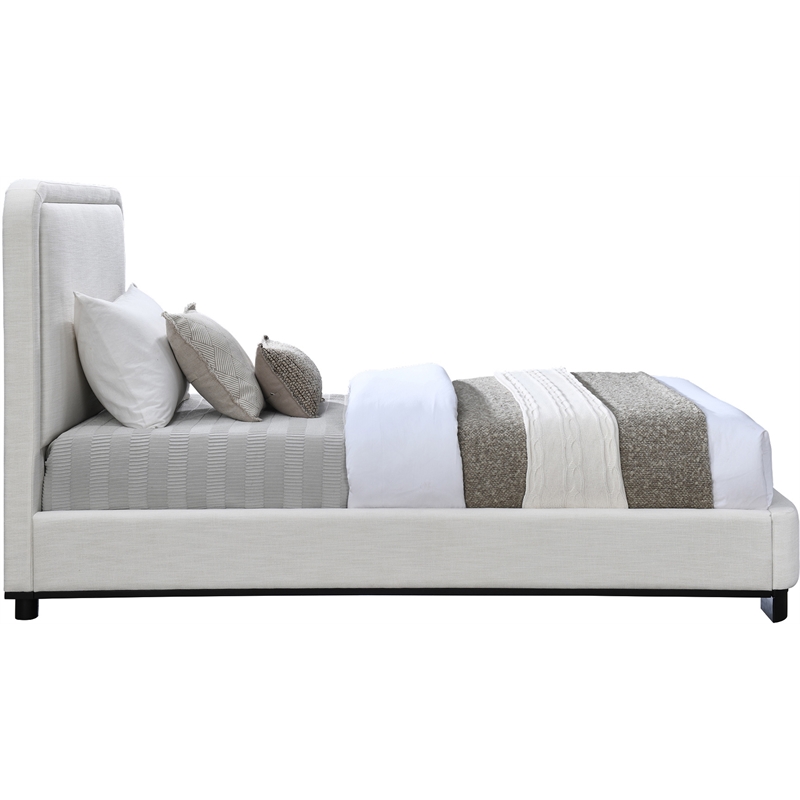 Meridian Furniture Nolita Cream Linen Textured Fabric Twin Bed