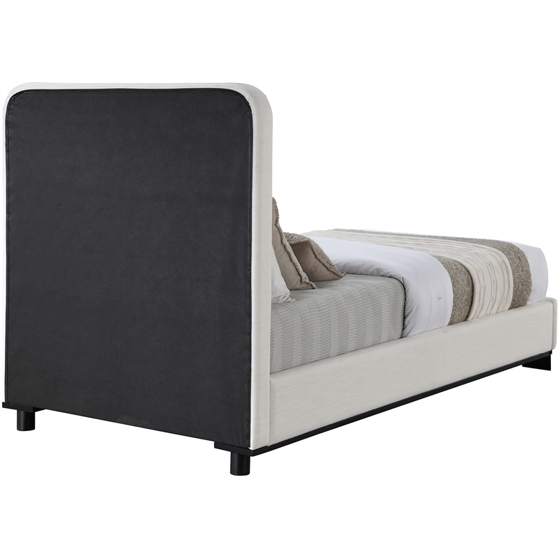 Meridian Furniture Nolita Cream Linen Textured Fabric Twin Bed