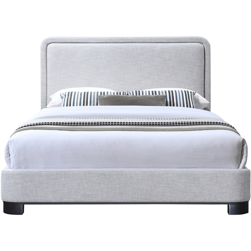 Meridian Furniture Nolita Grey Linen Textured Fabric Queen Bed