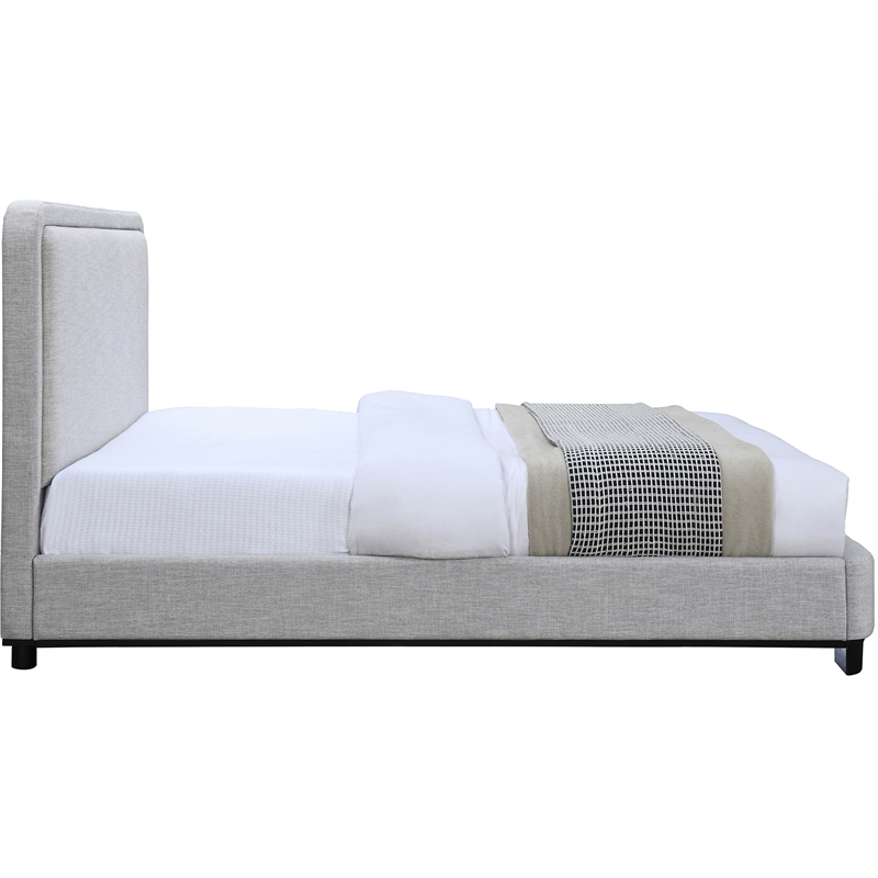 Meridian Furniture Nolita Grey Linen Textured Fabric Queen Bed