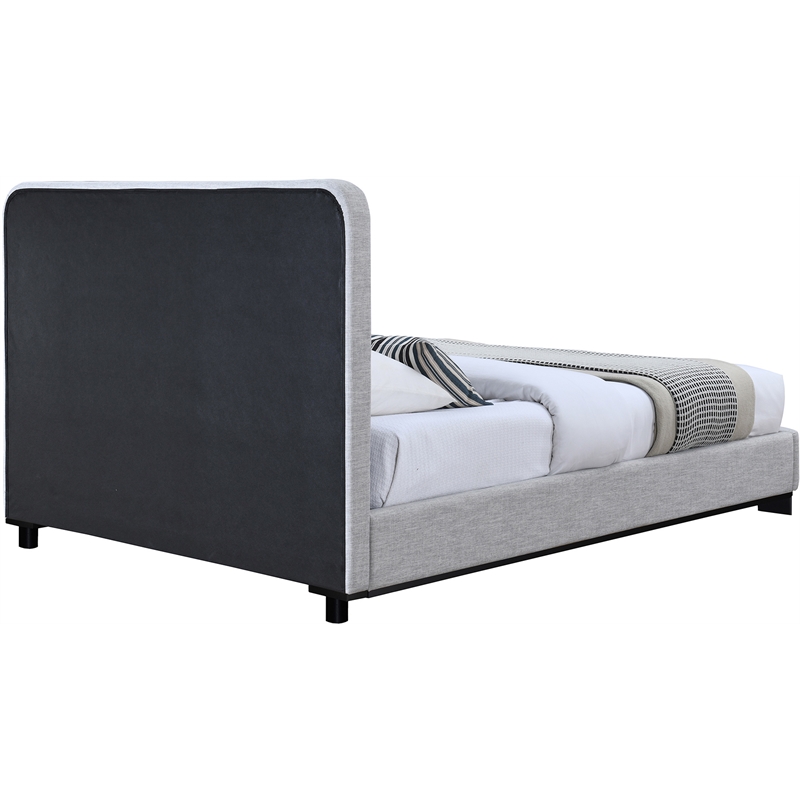 Meridian Furniture Nolita Grey Linen Textured Fabric Queen Bed