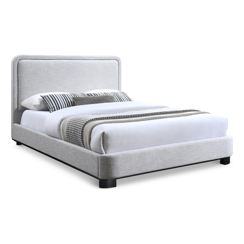 Meridian Furniture Nolita Grey Linen Textured Fabric Queen Bed