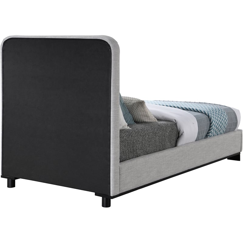 Meridian Furniture Nolita Grey Linen Textured Fabric Twin Bed