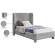 Meridian Furniture Penny Grey Boucle Fabric Twin Bed