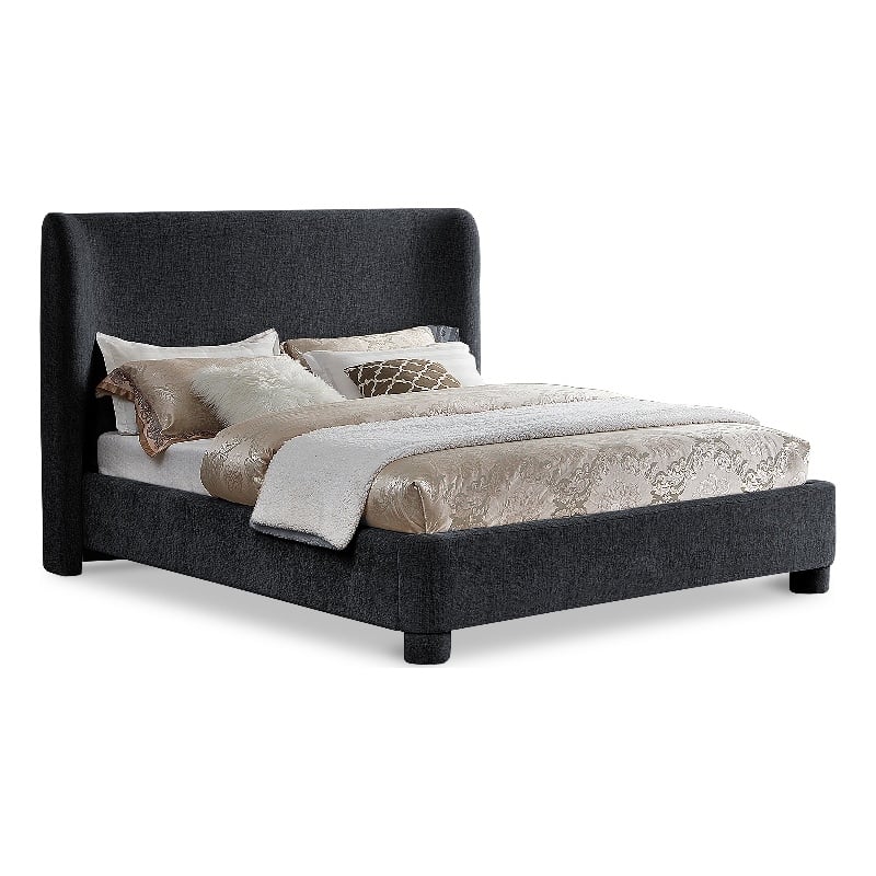 Meridian Furniture Penny Black Chenille Fabric King Bed