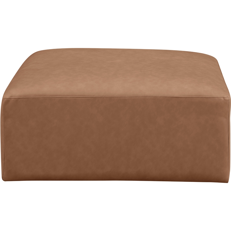 Meridian Furniture Cube Brown Vegan Leather Ottoman