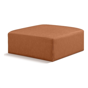 Meridian Furniture Cube Cognac Vegan Leather Ottoman