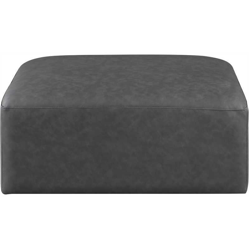 Meridian Furniture Cube Charcoal Grey Vegan Leather Ottoman