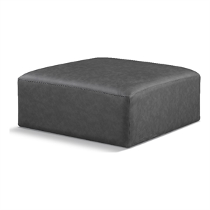 Meridian Furniture Cube Charcoal Grey Vegan Leather Ottoman