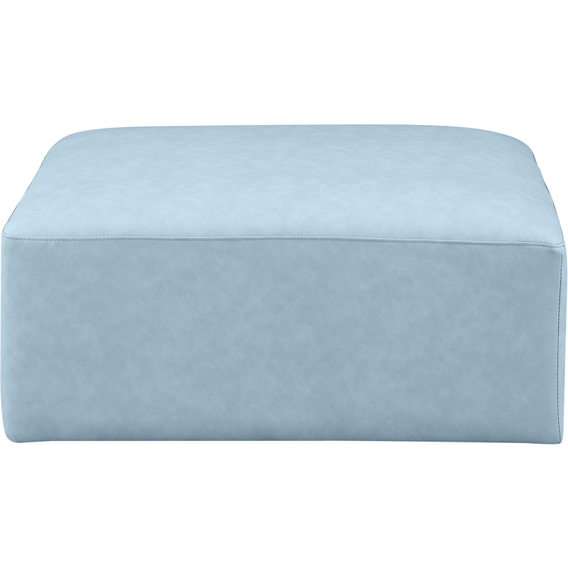 Meridian Furniture Cube Light Blue Vegan Leather Ottoman