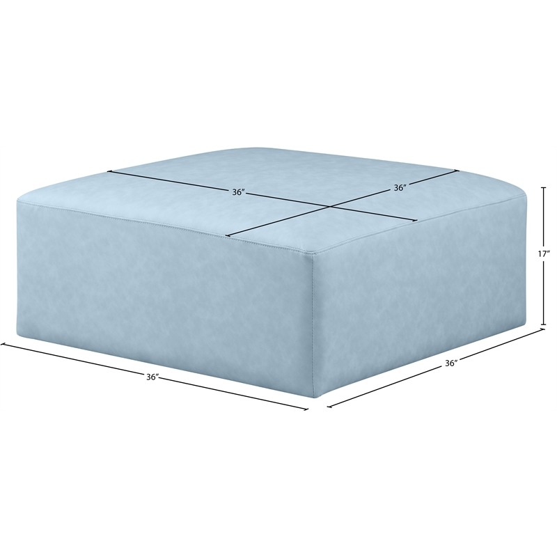 Meridian Furniture Cube Light Blue Vegan Leather Ottoman