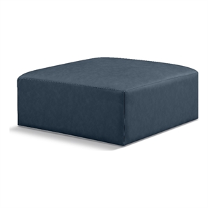 Meridian Furniture Cube Navy Blue Vegan Leather Ottoman