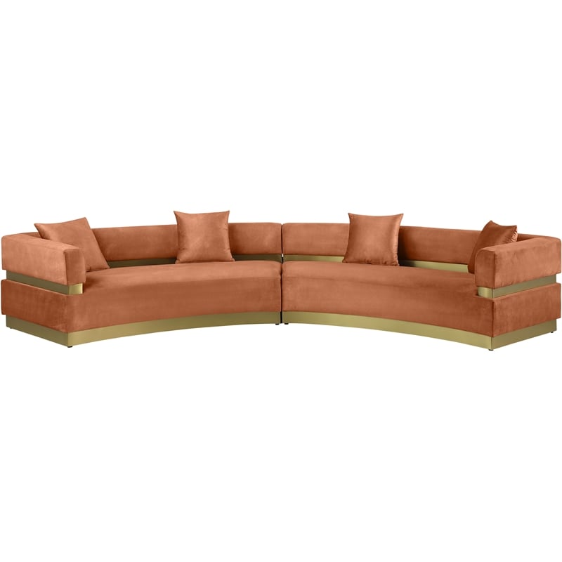 Meridian Furniture Belsa Cognac Velvet 2pc. Sectional