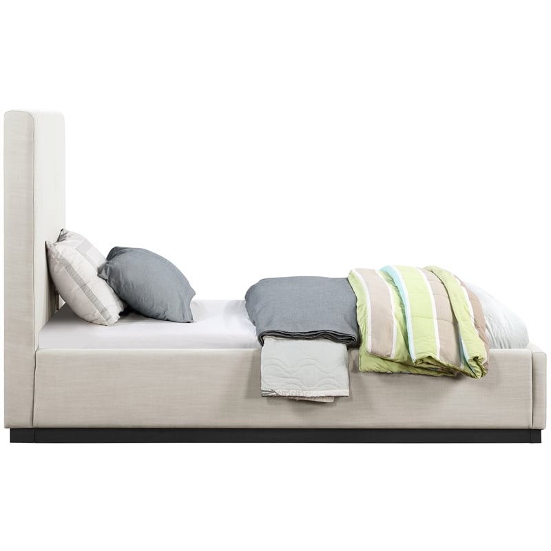 Meridian Furniture Alfie Beige Linen Textured Fabric Twin Bed