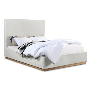 Meridian Furniture Alfie Cream Linen Textured Fabric Full Bed