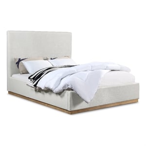 Meridian Furniture Alfie Cream Linen Textured Fabric King Bed