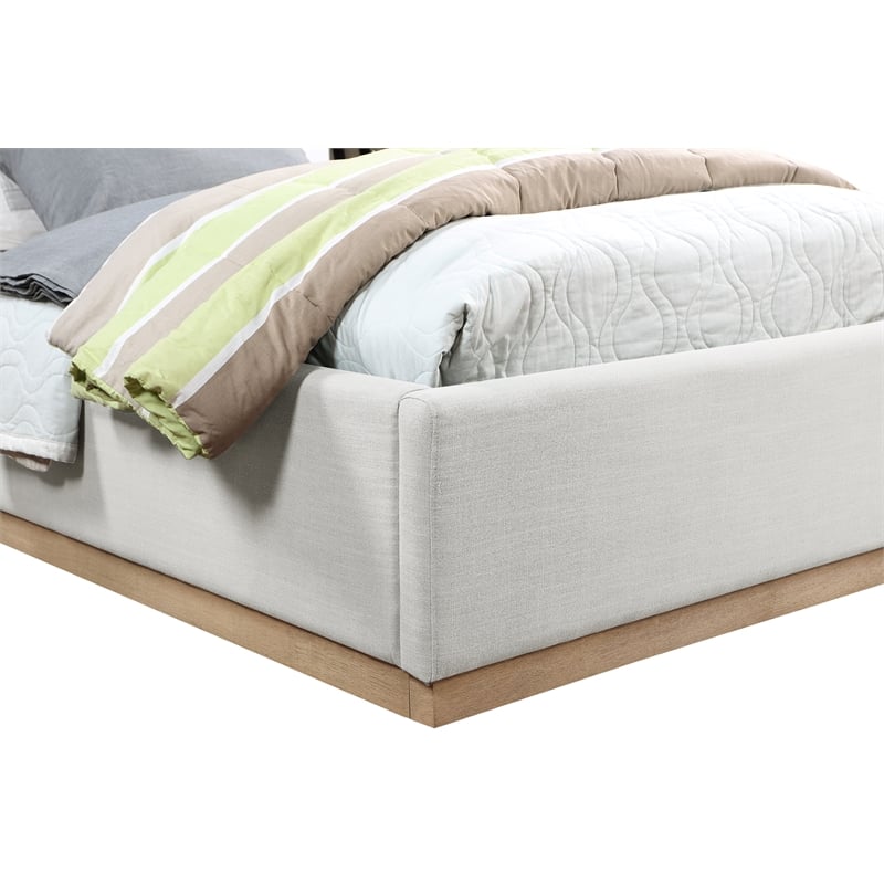 Meridian Furniture Alfie Cream Linen Textured Fabric Twin Bed