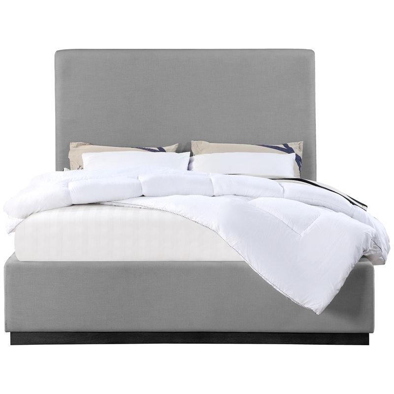 Meridian Furniture Alfie Grey Linen Textured Fabric King Bed