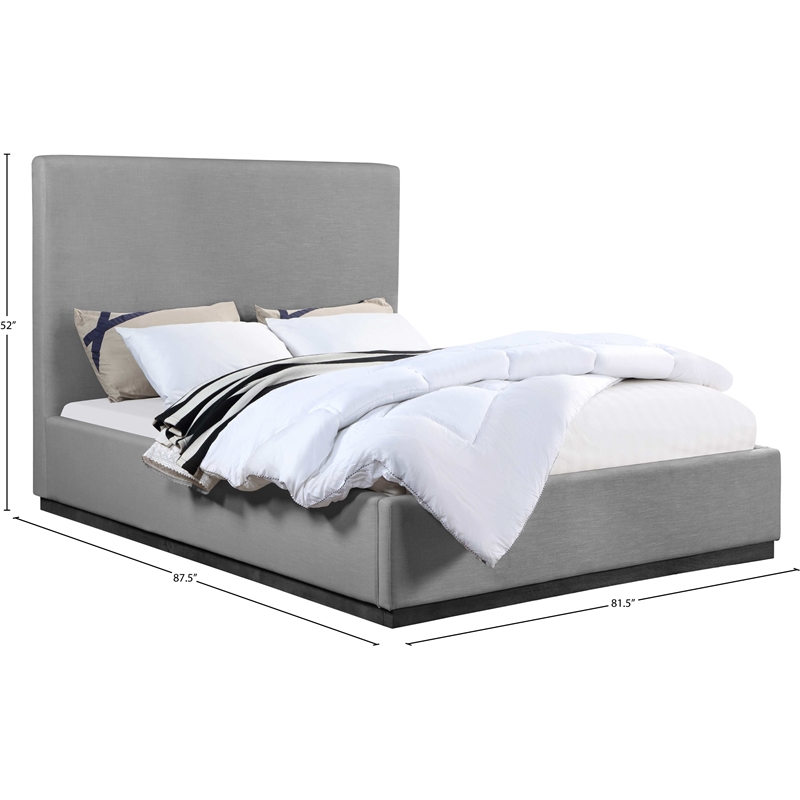 Meridian Furniture Alfie Grey Linen Textured Fabric King Bed