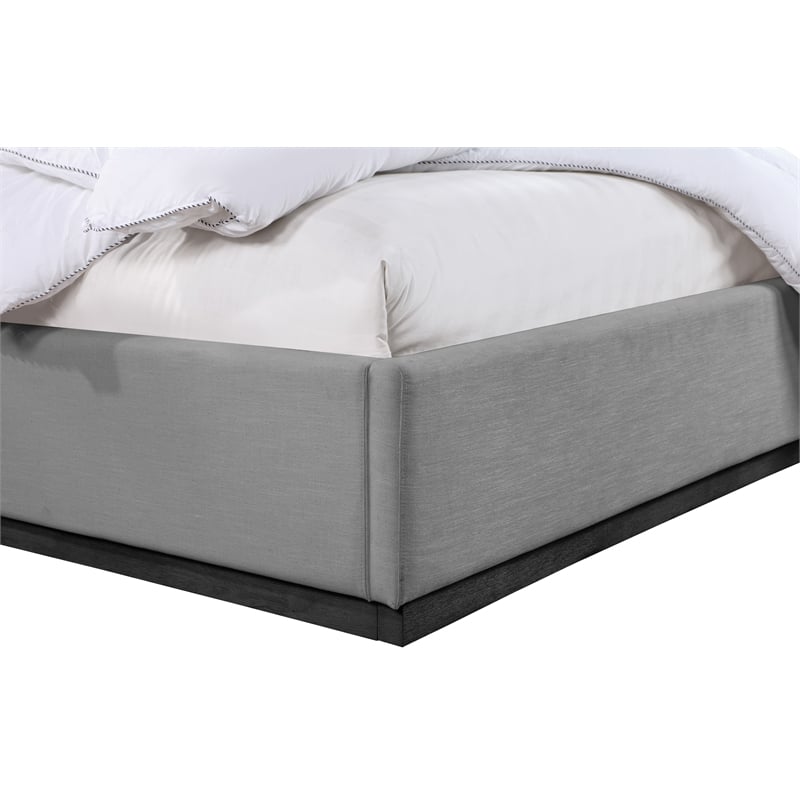 Meridian Furniture Alfie Grey Linen Textured Fabric Queen Bed