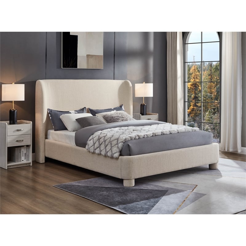 Meridian Furniture Penny Beige Fabric King Bed