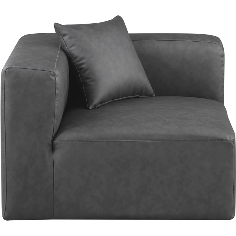 Meridian Furniture Cube Charcoal Grey Vegan Leather Corner Chair