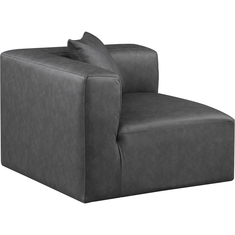 Meridian Furniture Cube Charcoal Grey Vegan Leather Corner Chair
