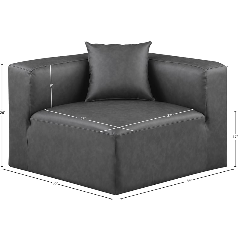 Meridian Furniture Cube Charcoal Grey Vegan Leather Corner Chair