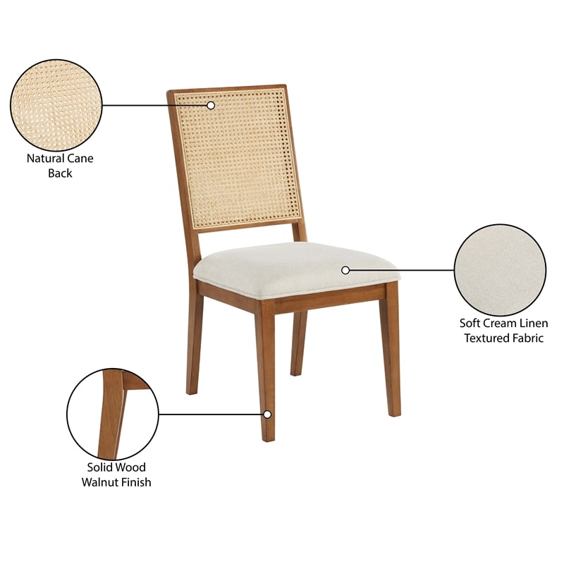 Meridian Furniture Butterfly Cream Linen Textured Fabric Dining Chair (Set of 2)
