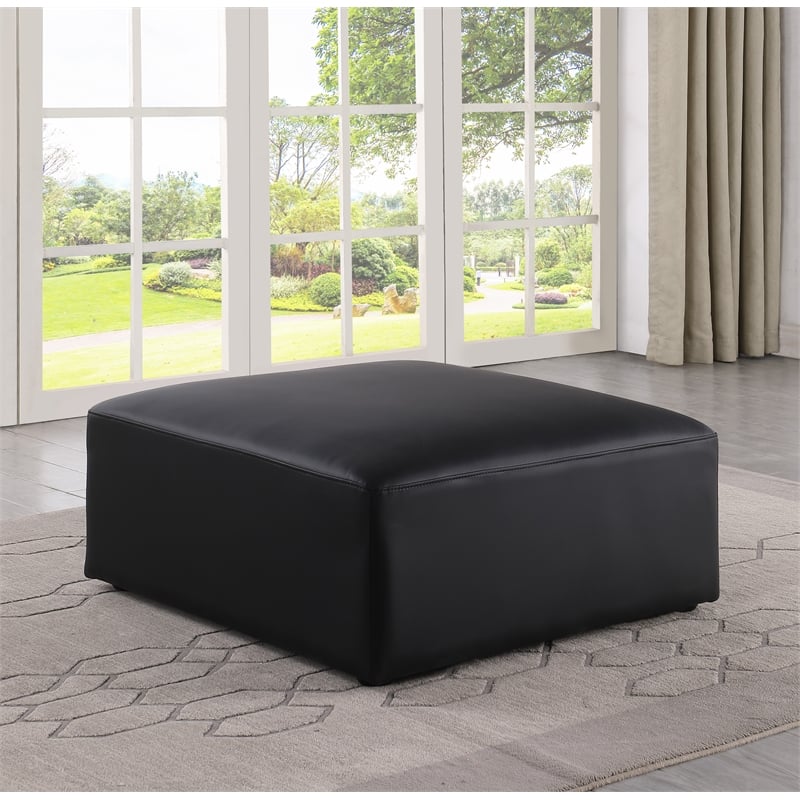 Meridian Furniture Cube Black Vegan Leather Ottoman