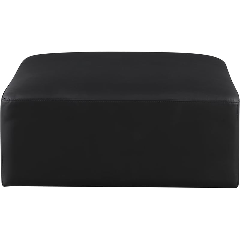 Meridian Furniture Cube Black Vegan Leather Ottoman