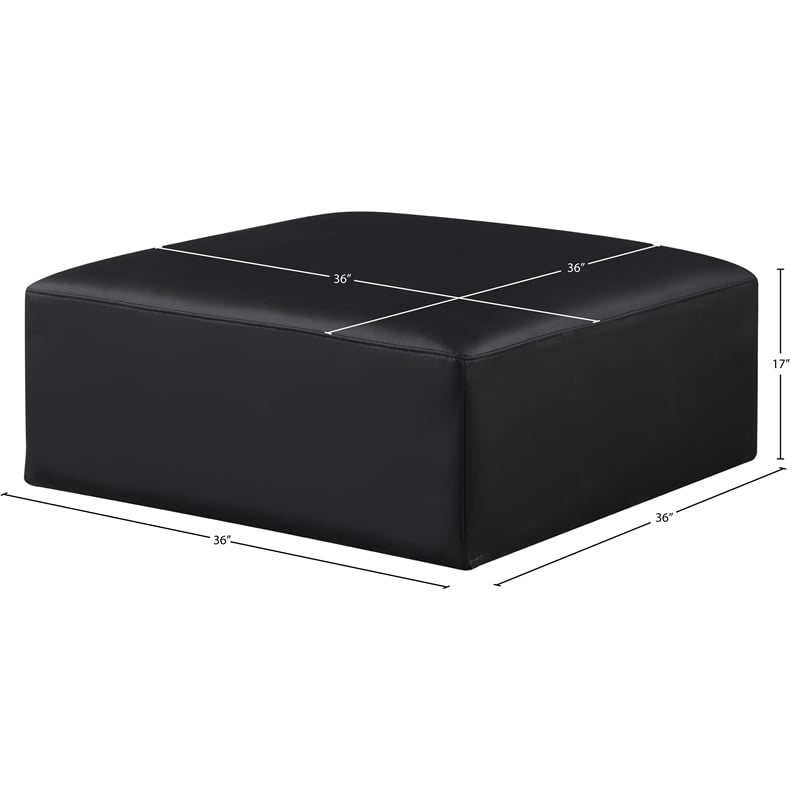 Meridian Furniture Cube Black Vegan Leather Ottoman