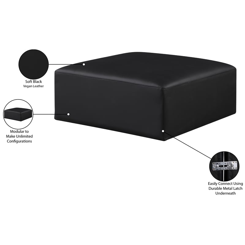 Meridian Furniture Cube Black Vegan Leather Ottoman