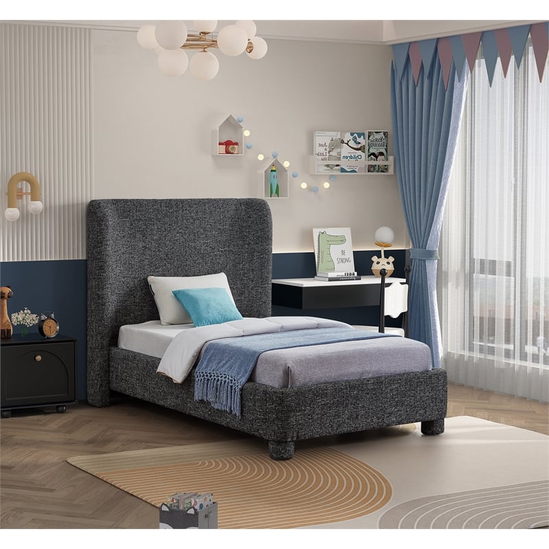 Meridian Furniture Penny Black Fabric Twin Bed