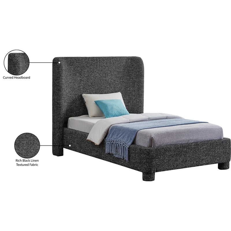Meridian Furniture Penny Black Fabric Twin Bed