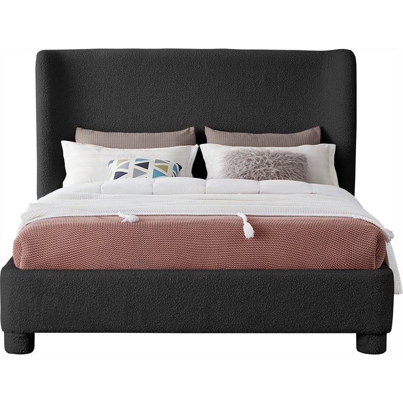 Meridian Furniture Penny Black Boucle Fabric King Bed