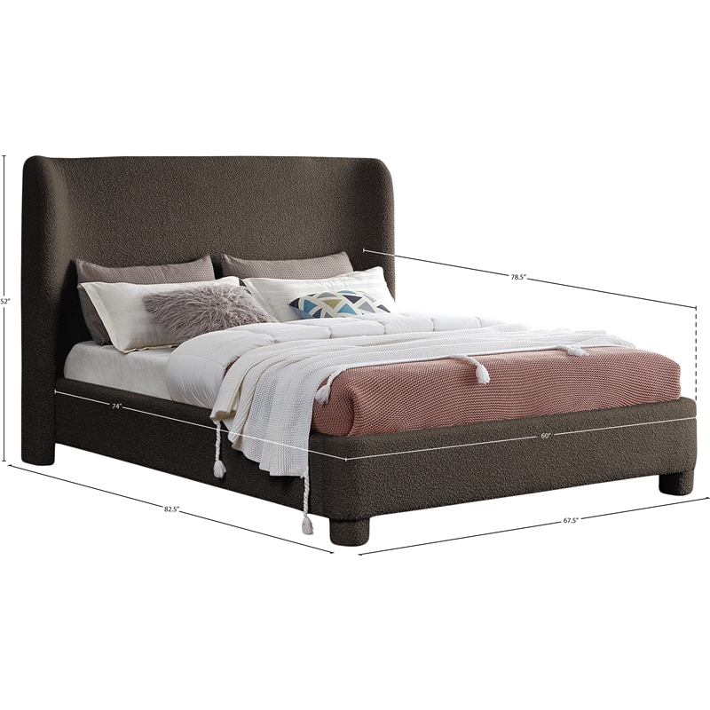 Meridian Furniture Penny Brown Boucle Fabric Full Bed