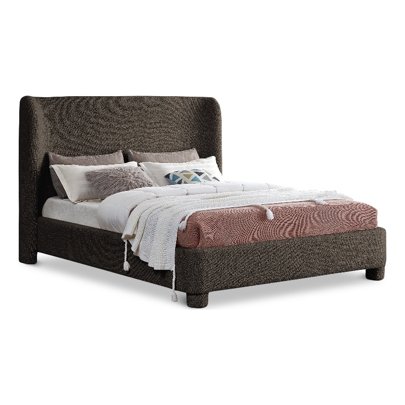 Meridian Furniture Penny Brown Boucle Fabric Full Bed