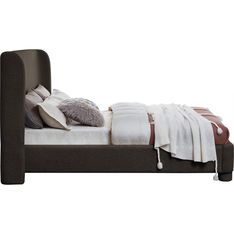 Meridian Furniture Penny Brown Boucle Fabric Queen Bed