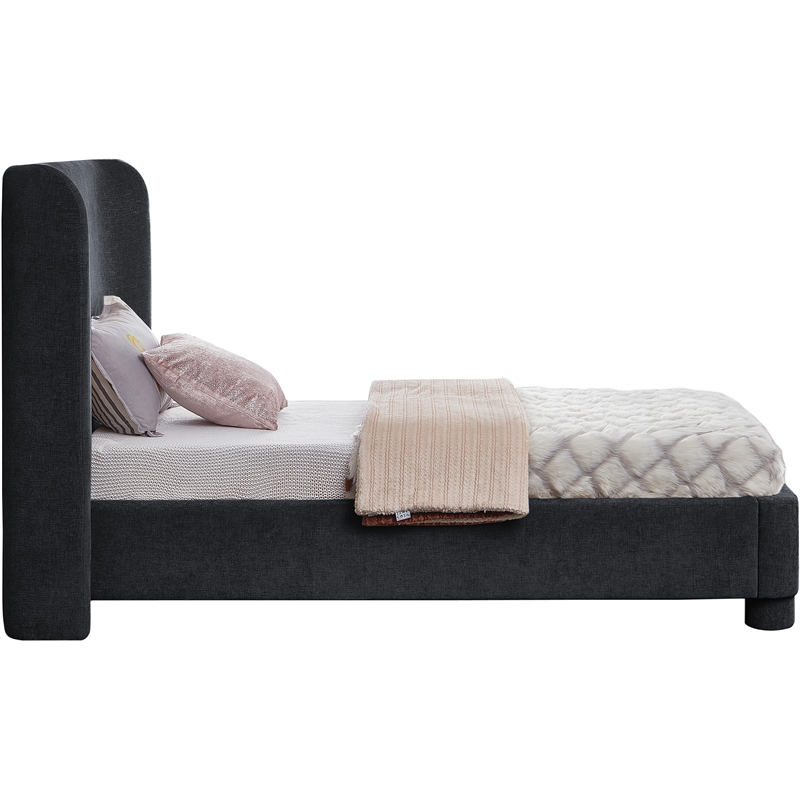 Meridian Furniture Penny Black Chenille Fabric Twin Bed