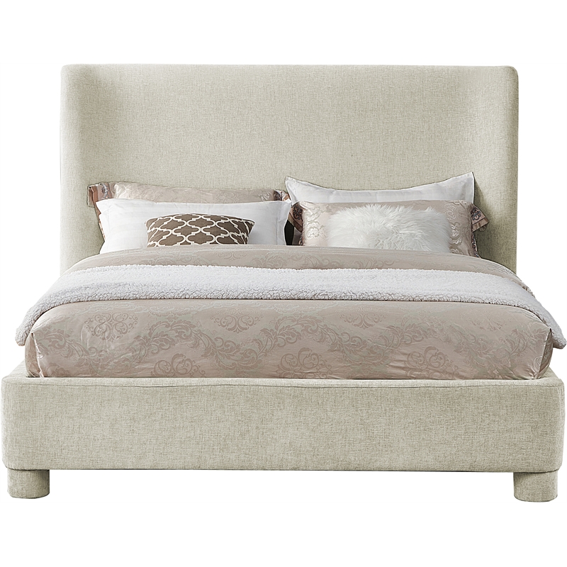 Meridian Furniture Penny Cream Chenille Fabric King Bed